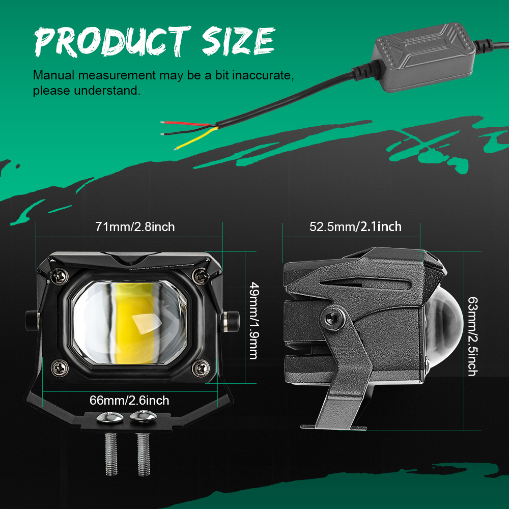 Motorcycle Lighting System   Yellow White Flashing Truck Fog Lights Mini 2.6'' Automotive Led Work Light