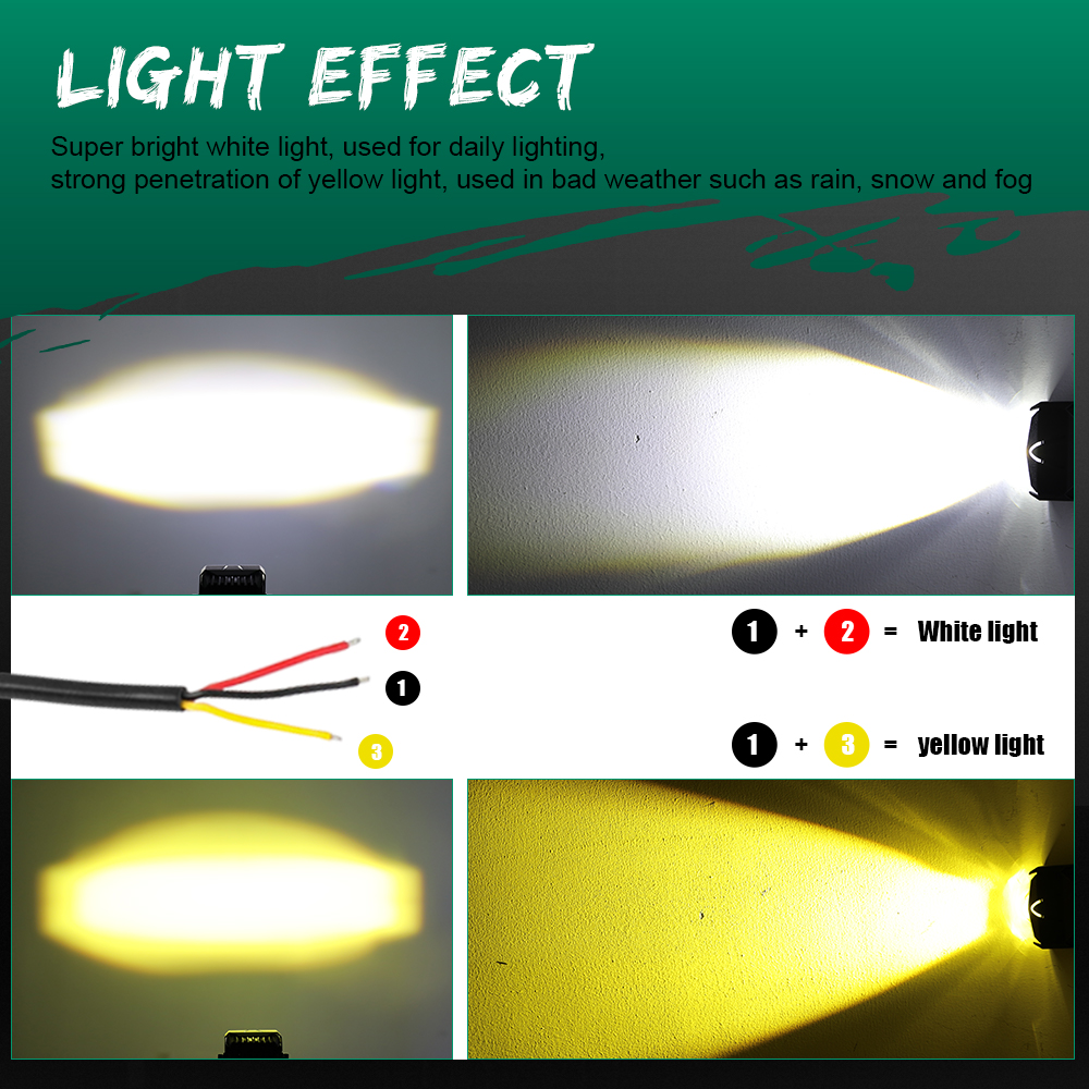 Motorcycle Lighting System   Yellow White Flashing Truck Fog Lights Mini 2.6'' Automotive Led Work Light