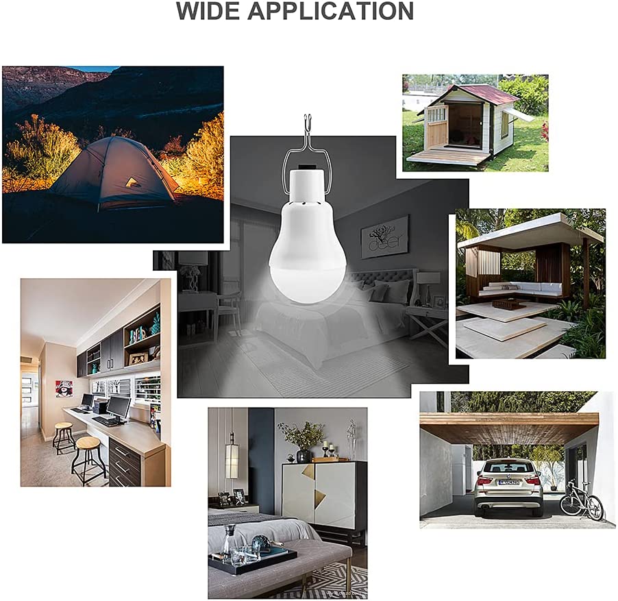 Solar Light Bulb Outdoor 130LM Portable Solar Powered Led Bulb Light for Chicken Coops Shed Hiking Fishing Camping Tent 
