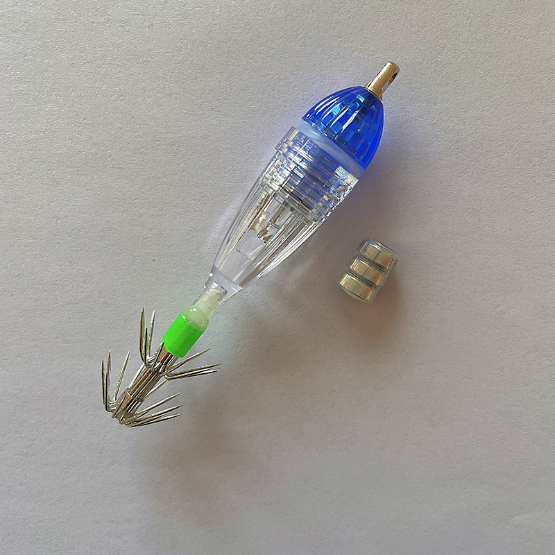 Deep Sea LED Night Fishing Bait Light Multi Color Flashing With Squid Jig Hook
