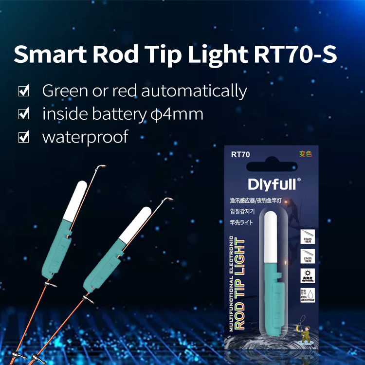 Dlyfull Fishing Rod Tip Light RT70-S with Smart Sensor LED  Bite Alarm Light For Night Fishing
