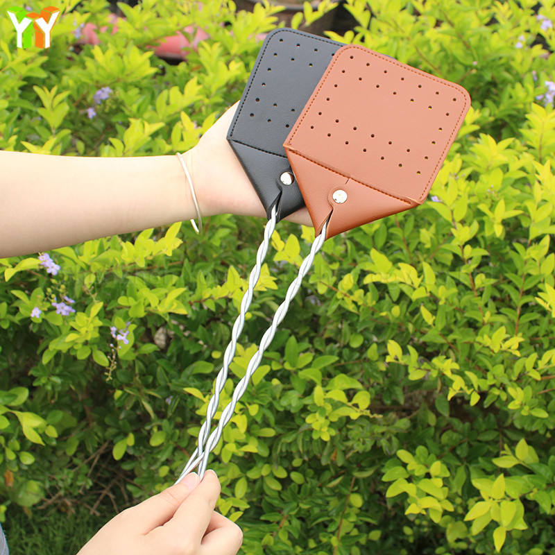 Household Metal Handle PU Leather Fly Swatter Portable Manual Fly Swatters Washable Handheld Bug Zapper