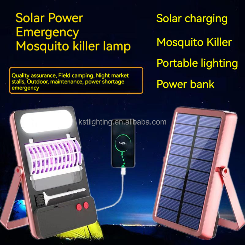 Solar Usb powered Detachable battery UV attract LED pest control machine electric trap insect bug zapper mosquito killer
