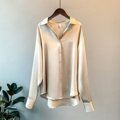 Women White Shirt Tops Lady Long Sleeve Office Silk Ladies satin blouse blusas mujer 2022 women's blouses & shirts chemi