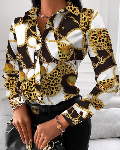  Ladies Chiffon Shirts Women Printing Graphic Polyester Blouse Plus Size Women's Blouses & Shirts