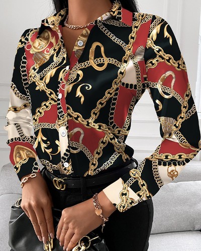  Ladies Chiffon Shirts Women Printing Graphic Polyester Blouse Plus Size Women's Blouses & Shirts