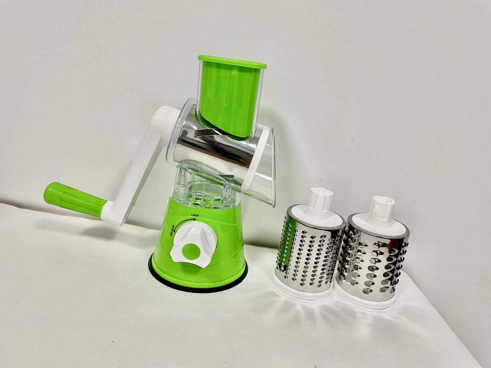 Premium Rotary Cheese & Vegetable Grater Tabletop Drum Slicer for Walnuts, Potatoes