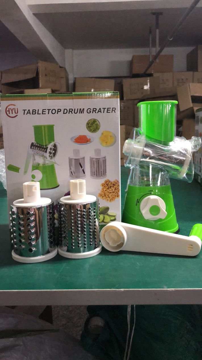 Premium Rotary Cheese & Vegetable Grater Tabletop Drum Slicer for Walnuts, Potatoes