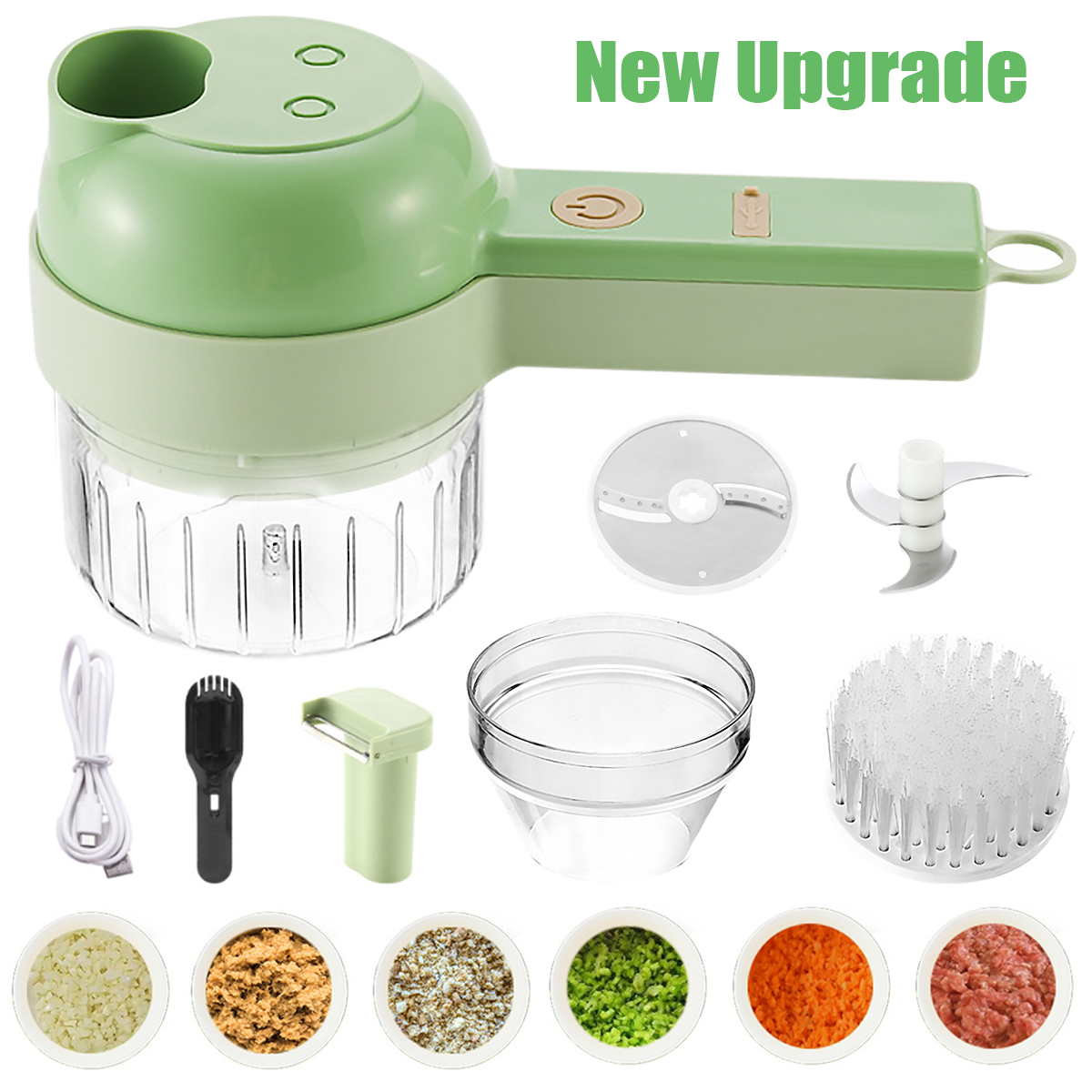 4 in 1 Electric Vegetable Cutter Set Multifunctional Handheld Onion Chopper & Kitchen Accessories