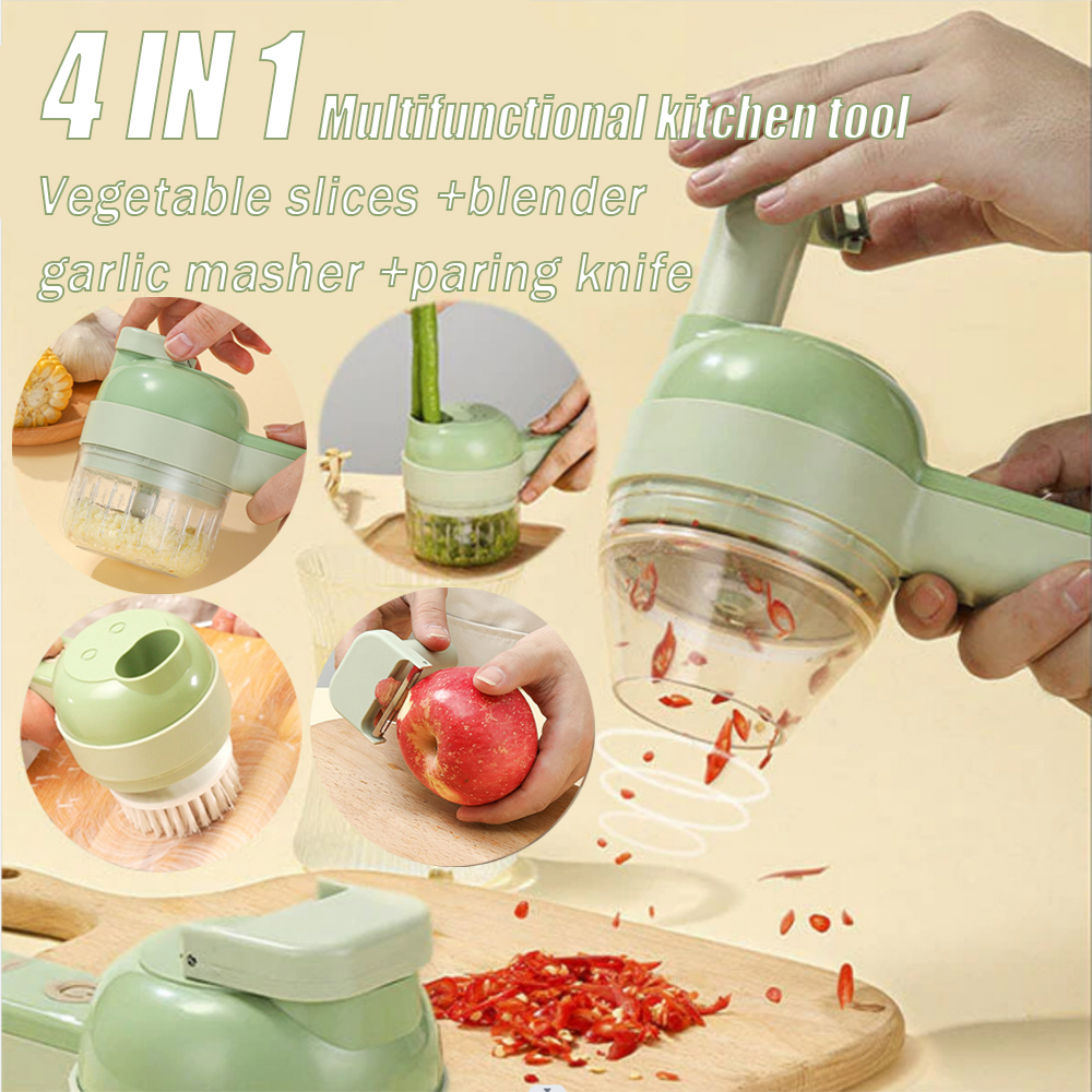 4 in 1 Electric Vegetable Cutter Set Multifunctional Handheld Onion Chopper & Kitchen Accessories