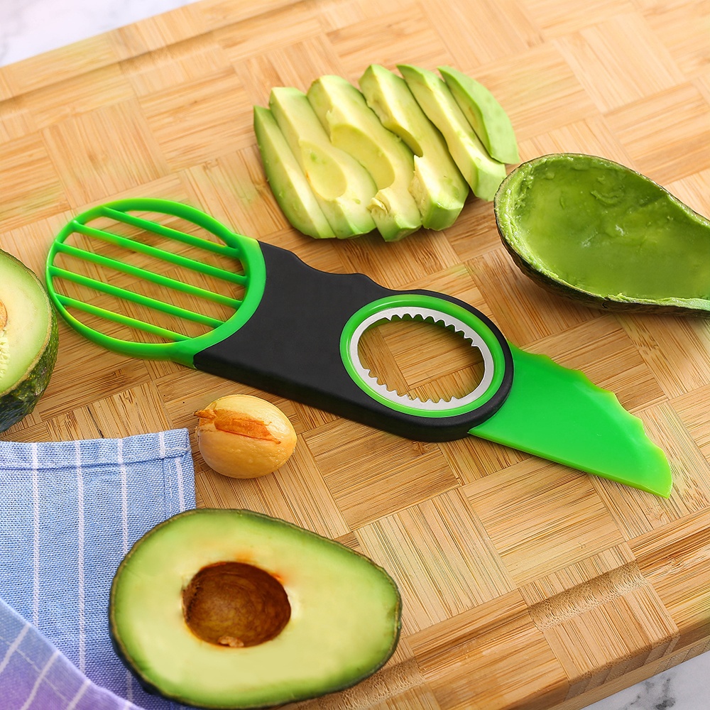 IN STOCK Cortador Aguacate Kitchen Gadgets 3 in 1 Plastic Avocado Cutter Knife Corer Avocado Slicer