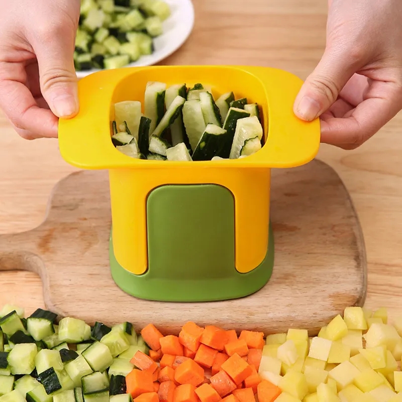 All in One Vegetable Chopper & French Fries Cutter Manual Kitchen Tool for Onion Dicing, Cucumber Slicing