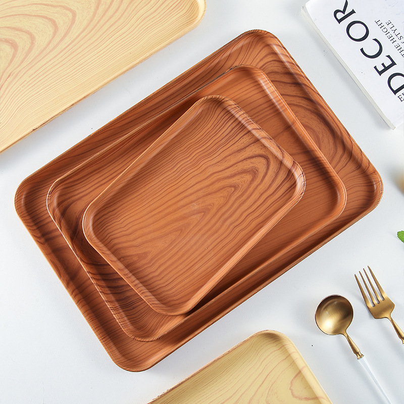 Cross border ins tray Nordic style wood grain tea tray living room cup