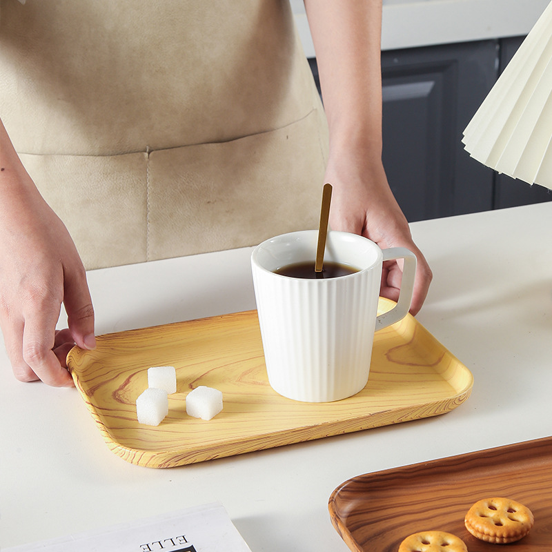 Cross border ins tray Nordic style wood grain tea tray living room cup