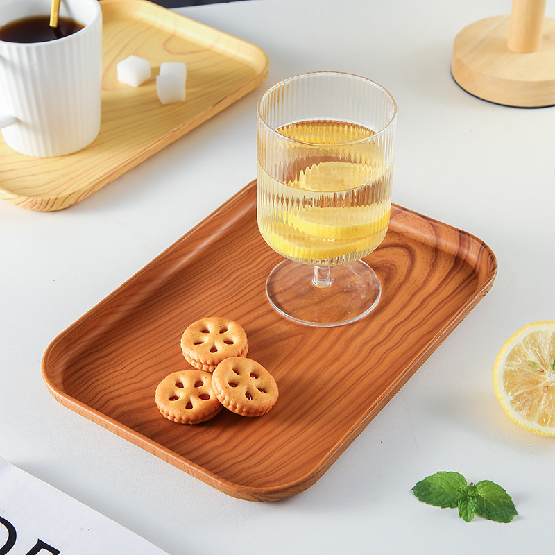 Cross border ins tray Nordic style wood grain tea tray living room cup