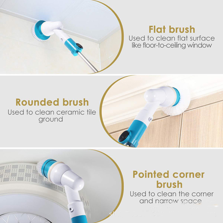 Portable Electric Spin Scrubber Power Cleaning Brush Bathroom Floor Scrubber Cordless Shower Cleaner