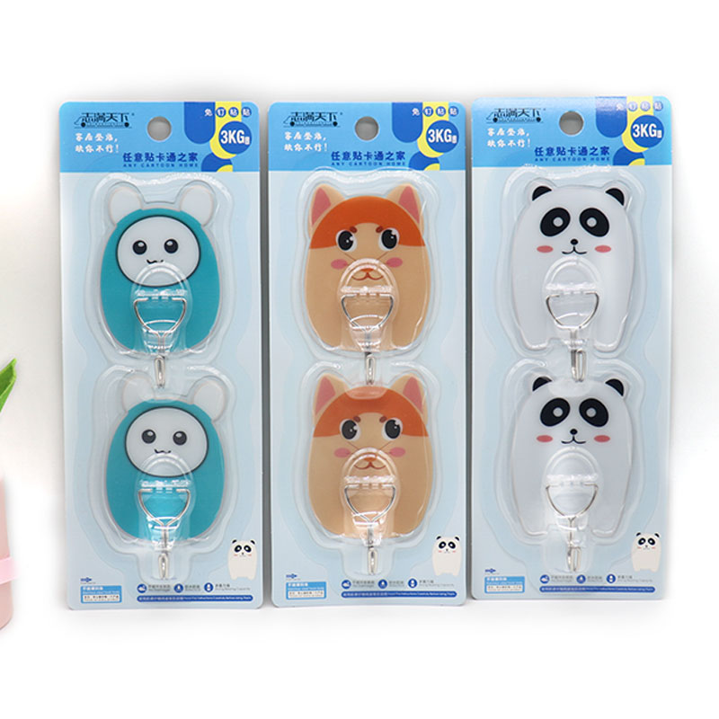 Plastic strong cute cartoon transparent acrylic adhesive wall hook for hanging