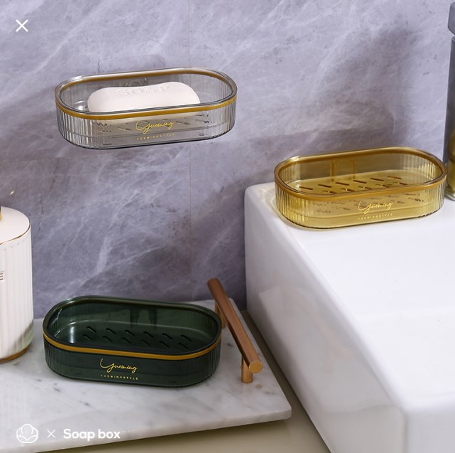 MZL Wall-Mounted Drain Soap Box Household New Toilet Soap Double-Layer Shelf Light Luxury Without Punching