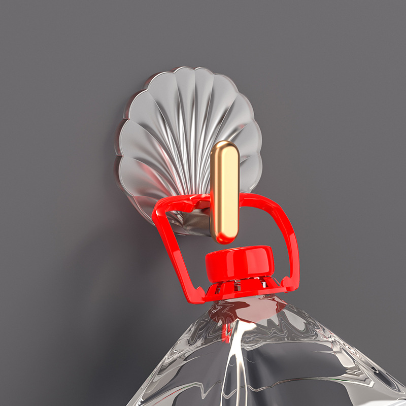 Light luxury Self-adhesive Hook Free Punching Seamless Paste Household Scallop shaped Plastic Hook hanger Sets