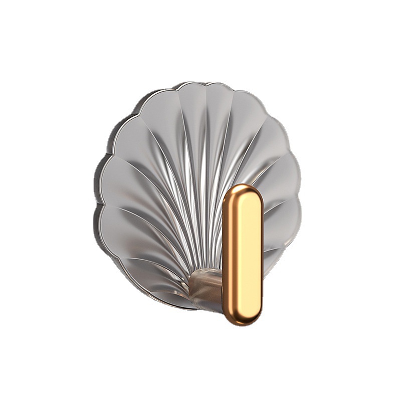 Light luxury Self-adhesive Hook Free Punching Seamless Paste Household Scallop shaped Plastic Hook hanger Sets