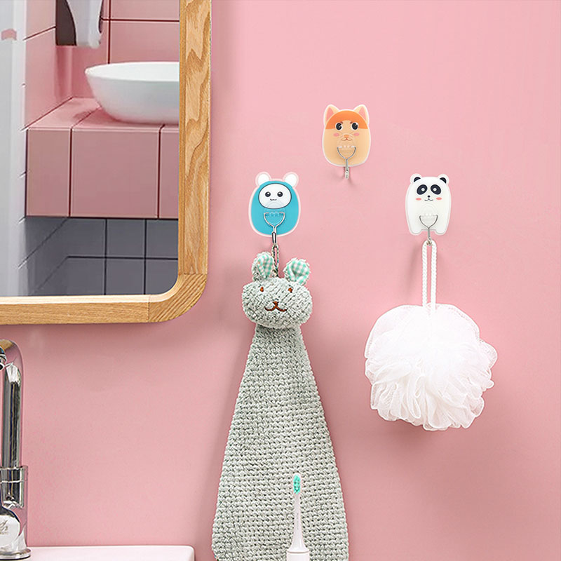 Plastic strong cute cartoon transparent acrylic adhesive wall hook for hanging