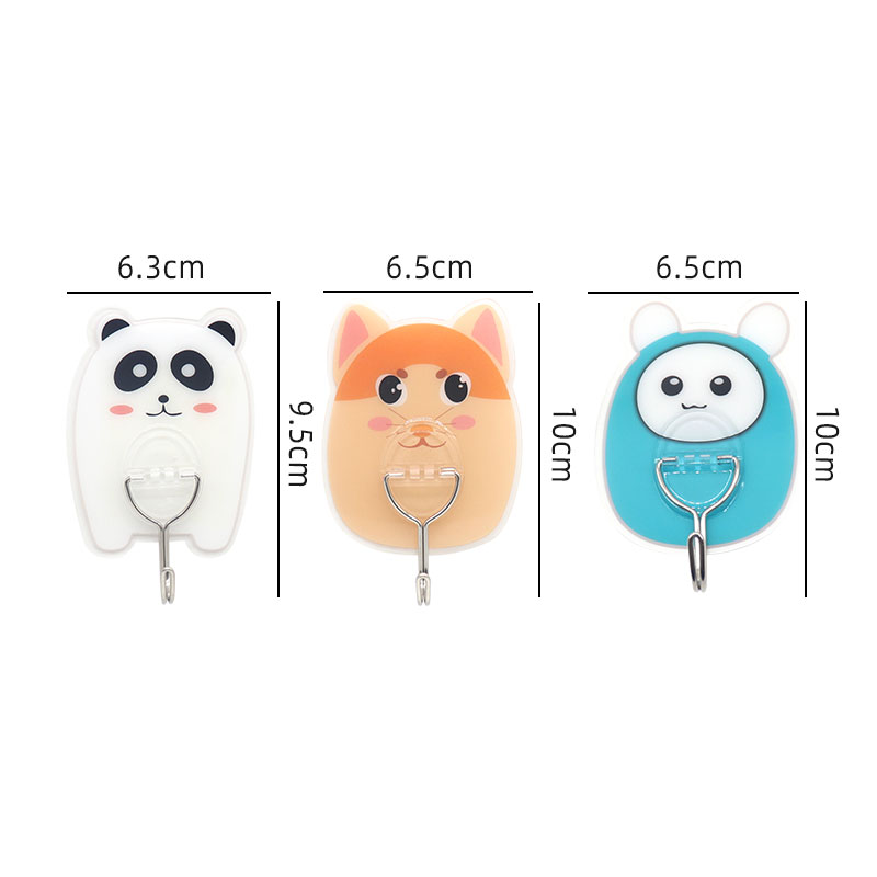 Plastic strong cute cartoon transparent acrylic adhesive wall hook for hanging