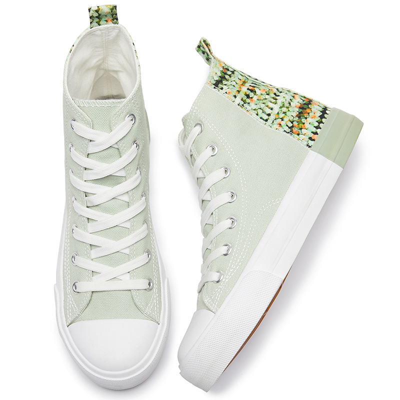 Fashionable 2022 Summer Color Splicing  Women Canvas Sneaker High Top Contrast Color Rubber Strip Canvas Shoes