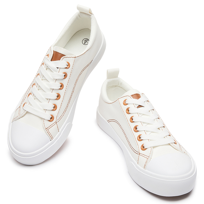   Classic Canvas Upper Sneakers White Lace Upper Sole Canvas Shoes For Women
