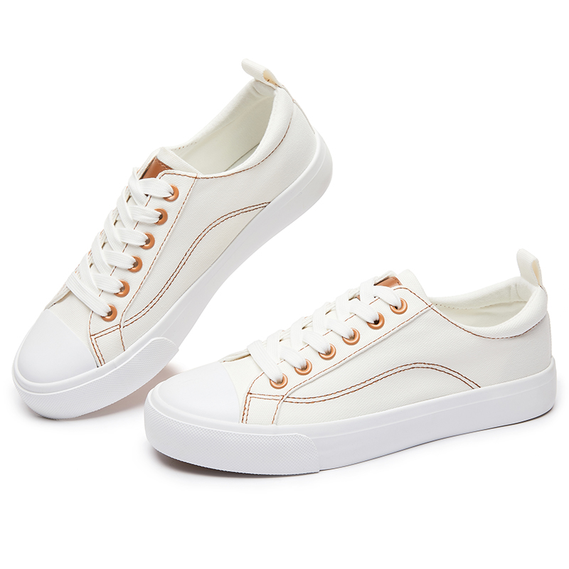   Classic Canvas Upper Sneakers White Lace Upper Sole Canvas Shoes For Women