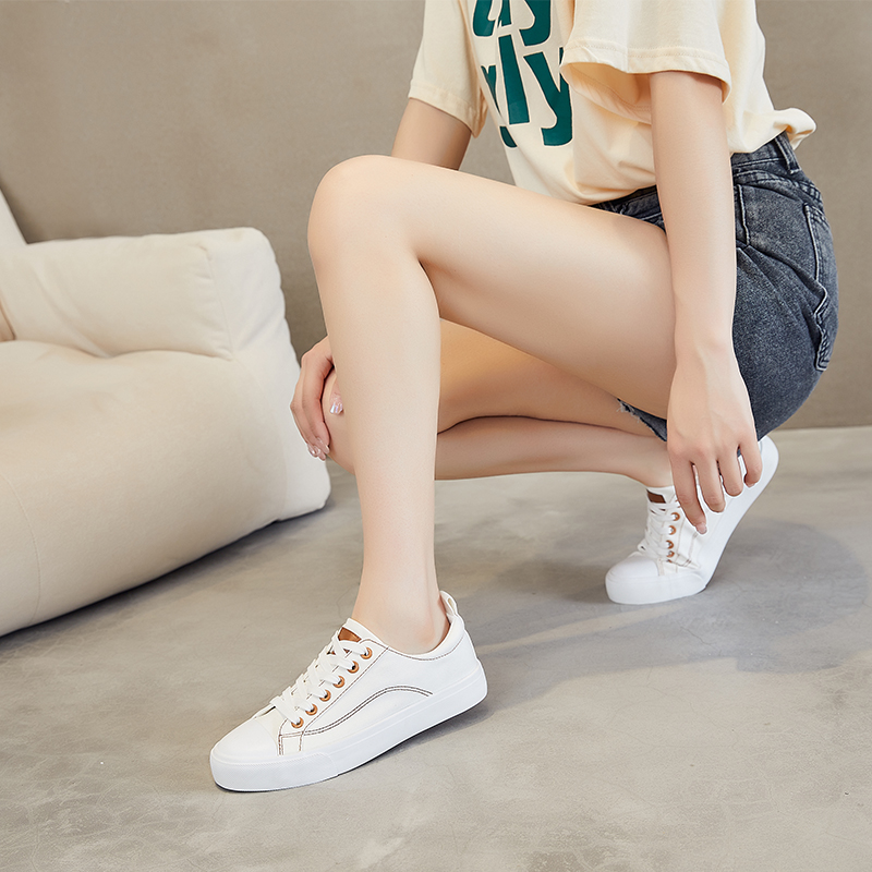   Classic Canvas Upper Sneakers White Lace Upper Sole Canvas Shoes For Women