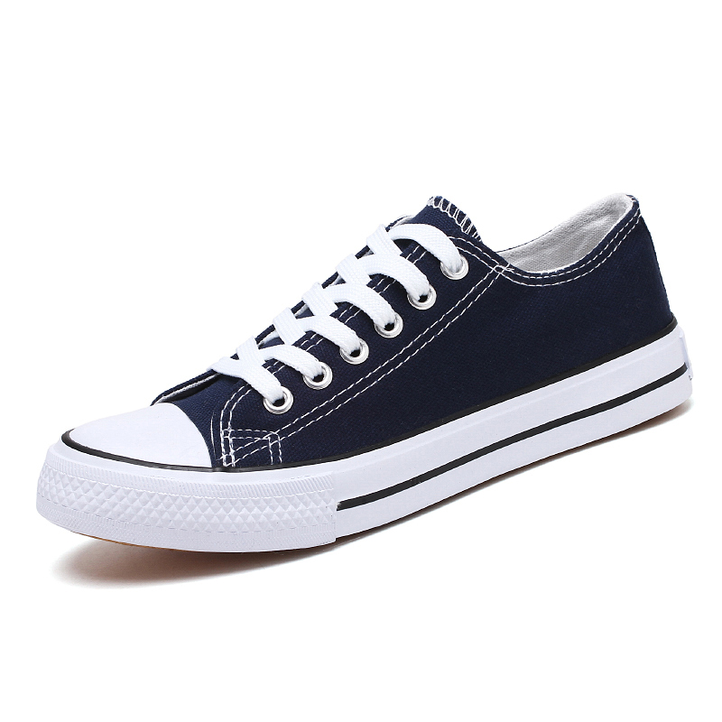  Direct  Classic Low Cut Vulcanized Flat Plain Blank White Black Casual Canvas Shoes Sneakers for women 