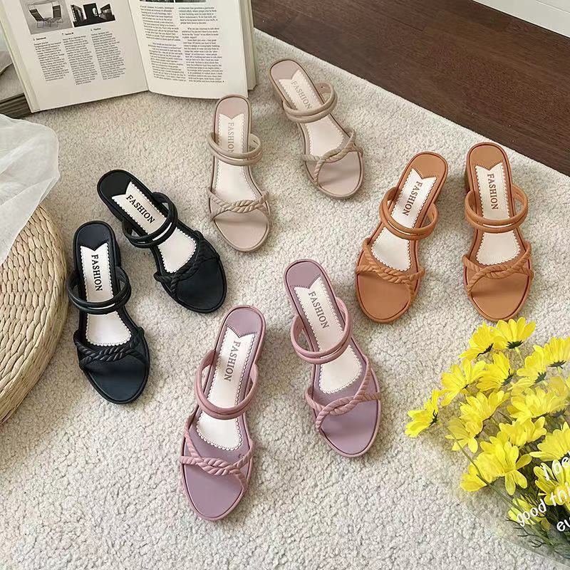 S944Q  2022 summer new sweet temperament ladies wedge heel net red fashion women's casual beach sandals