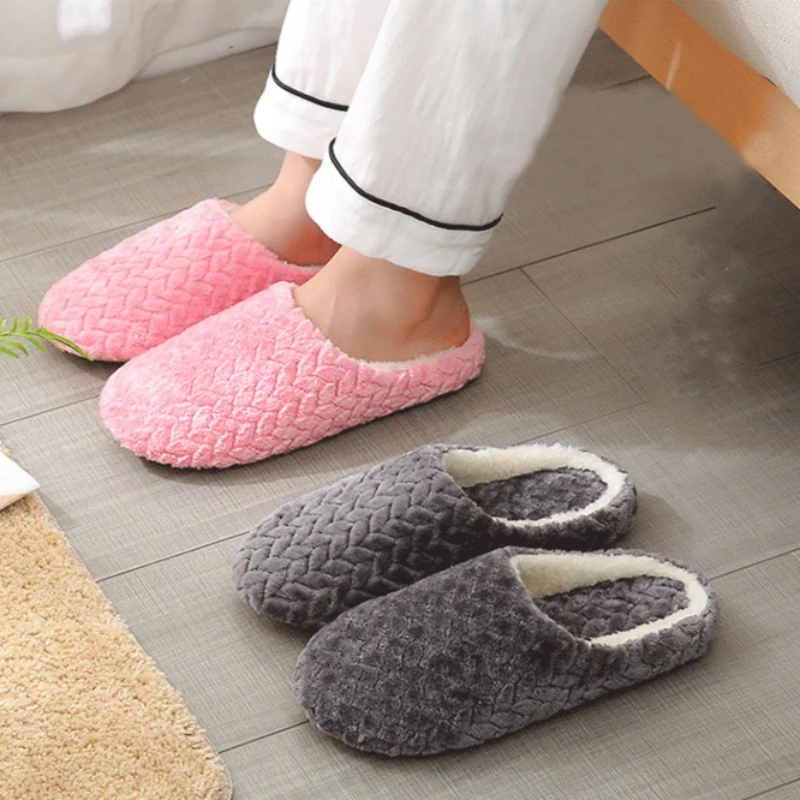 Women Indoor Slippers Warm Plush Home Slipper Autumn Winter Shoes Woman House Flat Floor Soft Slides for Ladies