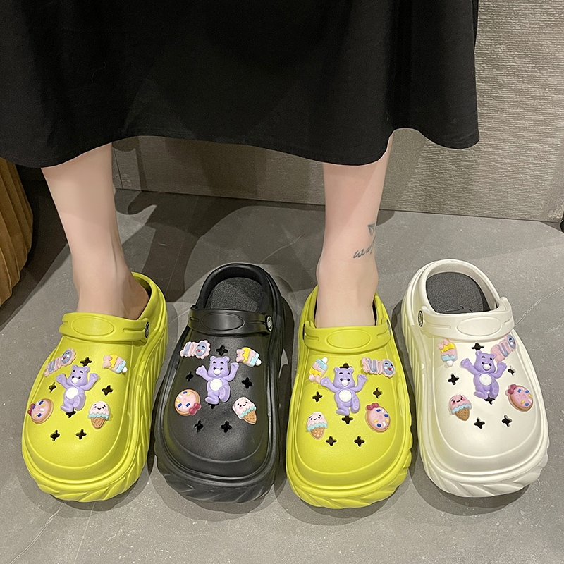 2023 New Arrivals High-heeled Clogs Shoes Cartoon EVA Anti-slip Sandals Thick-soled Clogs Garden Shoes Beach Slippers fo