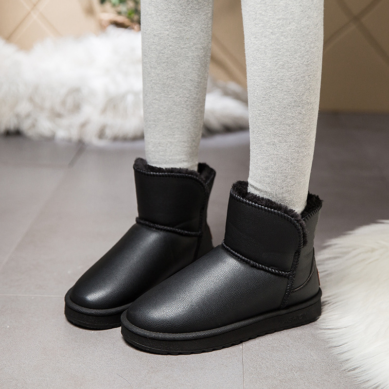 Dropshipping Women Winter Shoes PU High Quality Plush Insole Snow Boots Ladies' Outdoor Ankle Winter Boots