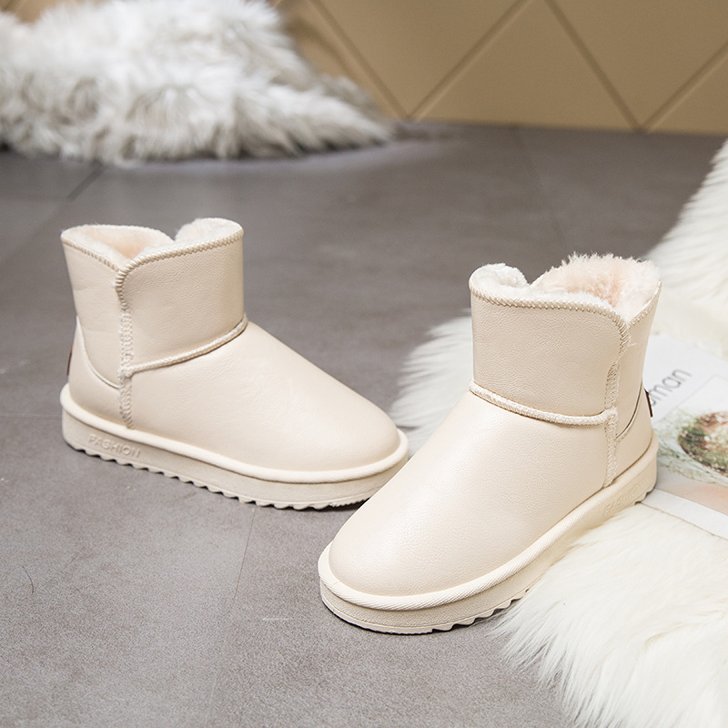 Dropshipping Women Winter Shoes PU High Quality Plush Insole Snow Boots Ladies' Outdoor Ankle Winter Boots