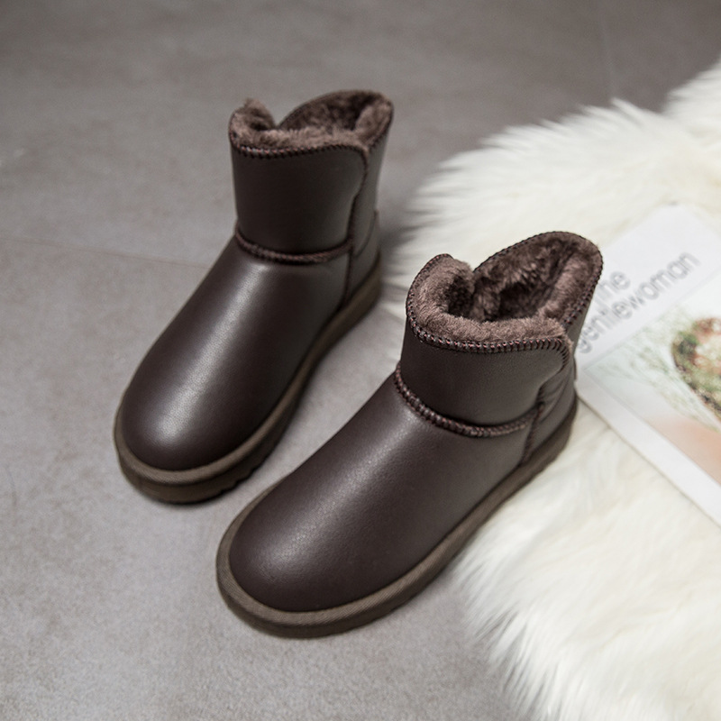 Dropshipping Women Winter Shoes PU High Quality Plush Insole Snow Boots Ladies' Outdoor Ankle Winter Boots