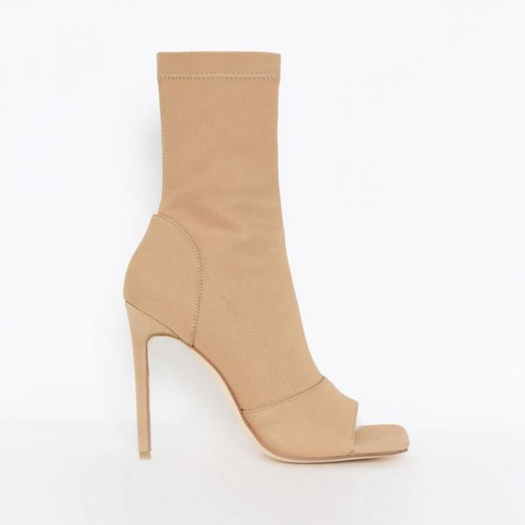 Women's Solid Color Heeled Open Toe Ankle Boots High-Heeled Single Shoes