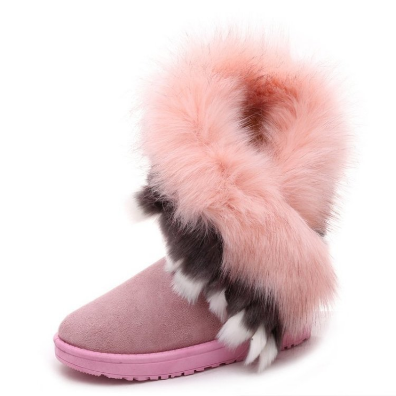 Winter Fur Snow Boots Warm Flat Bottom Slip On Women Shoes Causal Durable Stylish Outdoors Casual Boots 