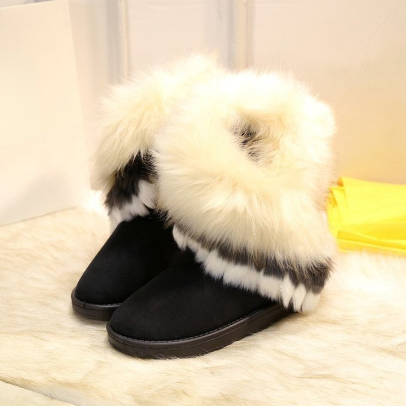 Winter Fur Snow Boots Warm Flat Bottom Slip On Women Shoes Causal Durable Stylish Outdoors Casual Boots 