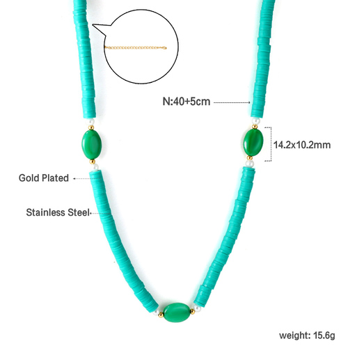 2023 Summer Boho Fashion Choker Necklace Jewelry DIY Colorful Polymer Clay Beaded Natural Stone Charm Necklace For Women