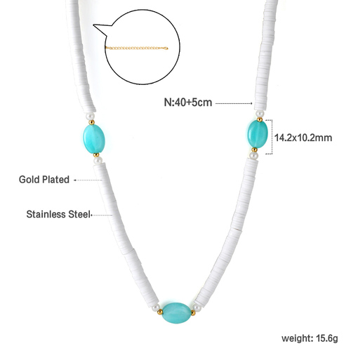 2023 Summer Boho Fashion Choker Necklace Jewelry DIY Colorful Polymer Clay Beaded Natural Stone Charm Necklace For Women