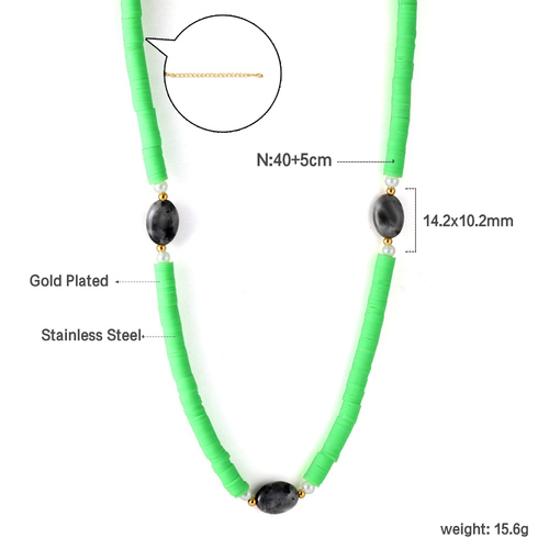 2023 Summer Boho Fashion Choker Necklace Jewelry DIY Colorful Polymer Clay Beaded Natural Stone Charm Necklace For Women