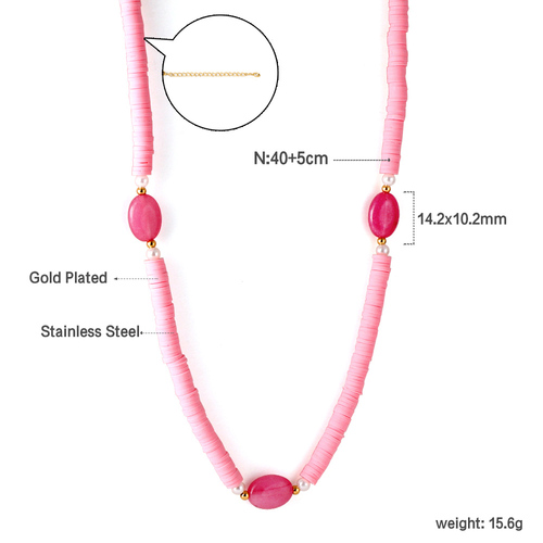 2023 Summer Boho Fashion Choker Necklace Jewelry DIY Colorful Polymer Clay Beaded Natural Stone Charm Necklace For Women