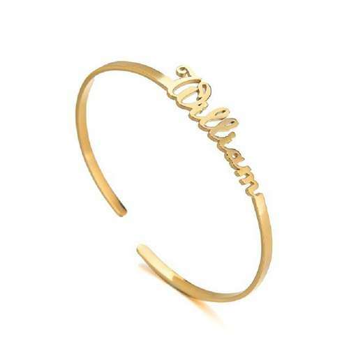  Name Letter Cuff Bracelet Waterproof Opening 18k Gold Plated Stainless Steel Bracelet Bangles Jewelry Women