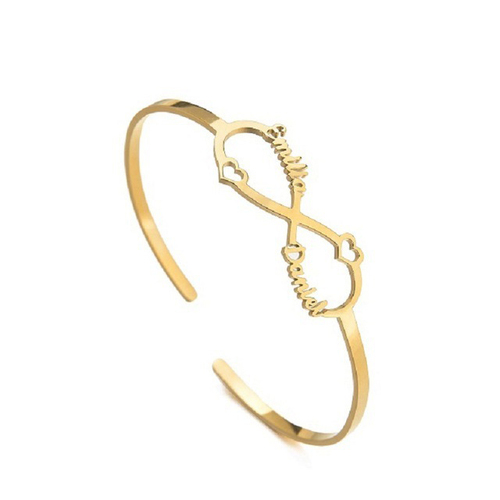  Name Letter Cuff Bracelet Waterproof Opening 18k Gold Plated Stainless Steel Bracelet Bangles Jewelry Women