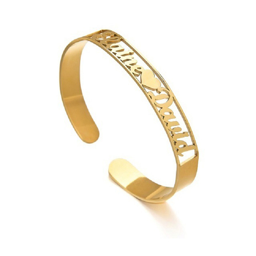 Name Letter Cuff Bracelet Waterproof Opening 18k Gold Plated Stainless Steel Bracelet Bangles Jewelry Women