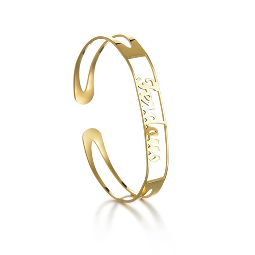  Name Letter Cuff Bracelet Waterproof Opening 18k Gold Plated Stainless Steel Bracelet Bangles Jewelry Women