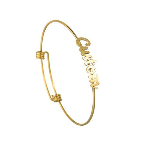  Name Letter Cuff Bracelet Waterproof Opening 18k Gold Plated Stainless Steel Bracelet Bangles Jewelry Women