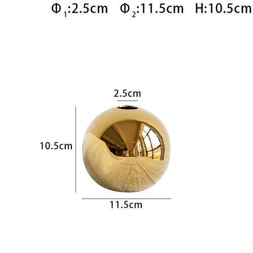 European Minimalist Round Gold Ceramic Vases Model House Wedding Decoration Flower Vase For Home Decor